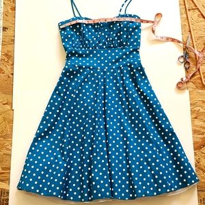 Blue polkadot vintage style dress.